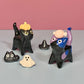 Halloween Set Kitty Cat Ceramic Figurine with Magnetic Attachments