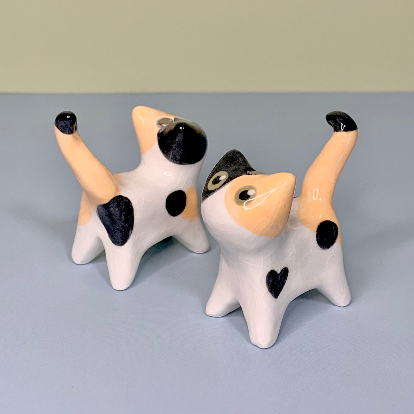 Animal Set Kitty Cat Ceramic Figurine with Magnetic Attachments