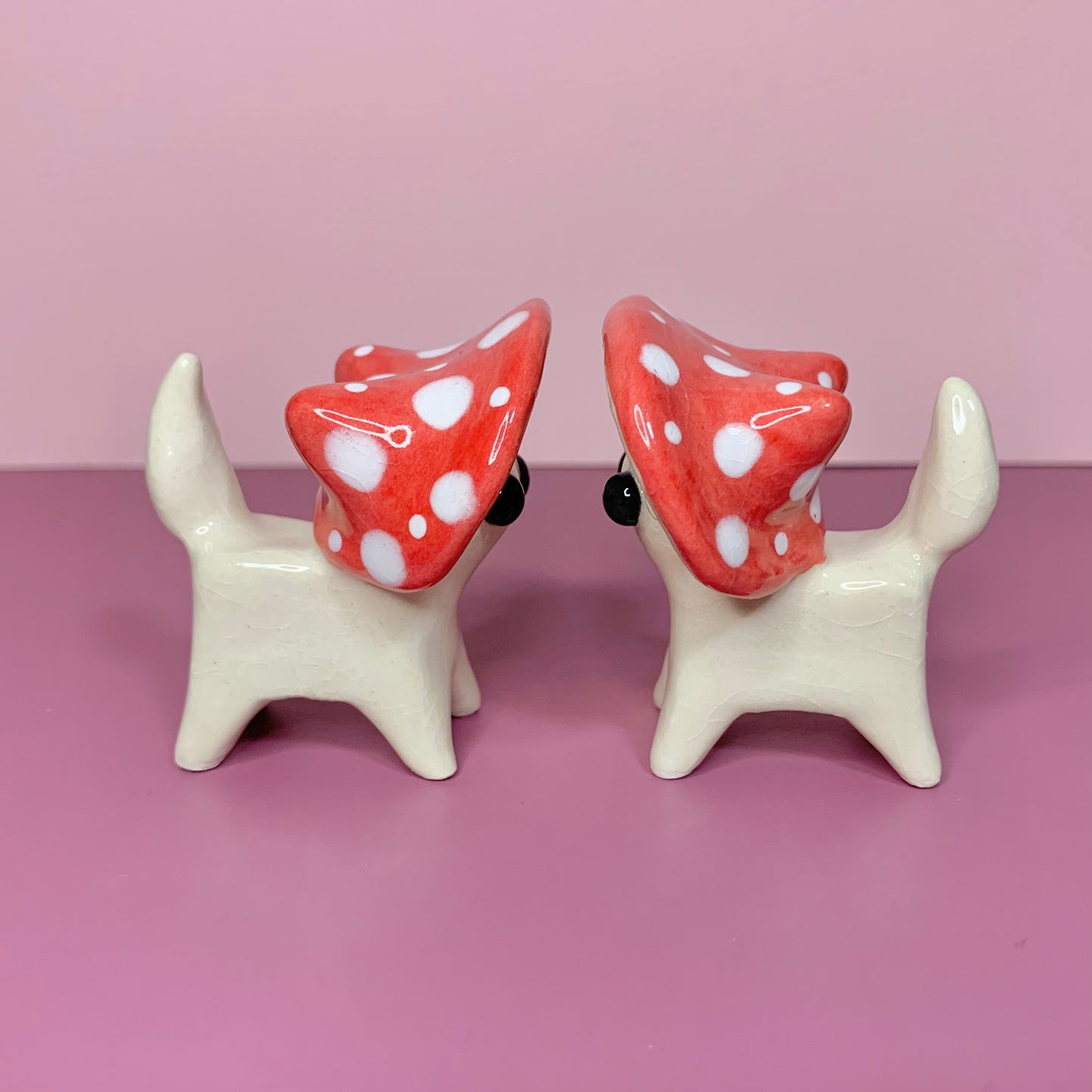 Mushroom Kitty Cat Ceramic Figurine