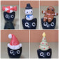 Santa Set Kitty Cat Ceramic Figurine with Magnetic Attachments