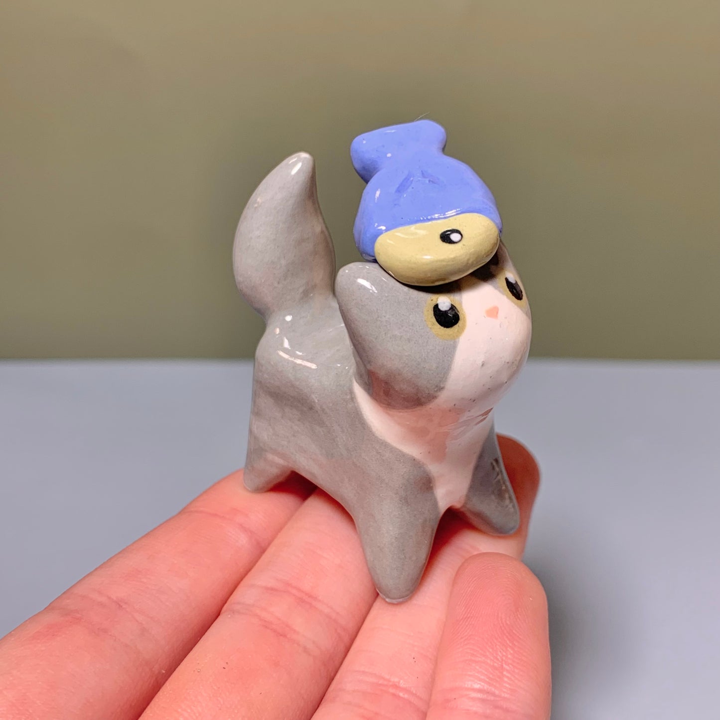 Magnet Animal Set Kitty Cat Ceramic Figurine with Attachments