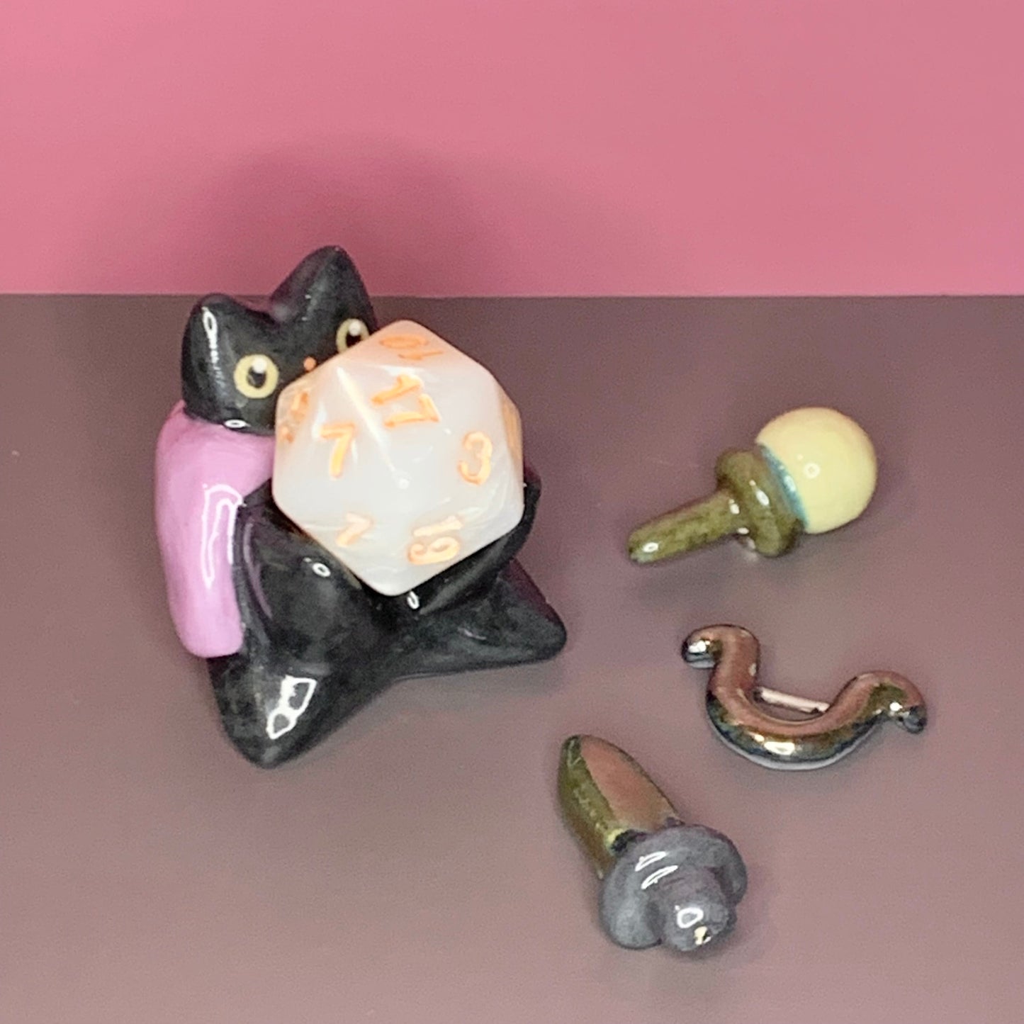 Cat w/ Weapon Attachments Dnd Companion D20 Holder