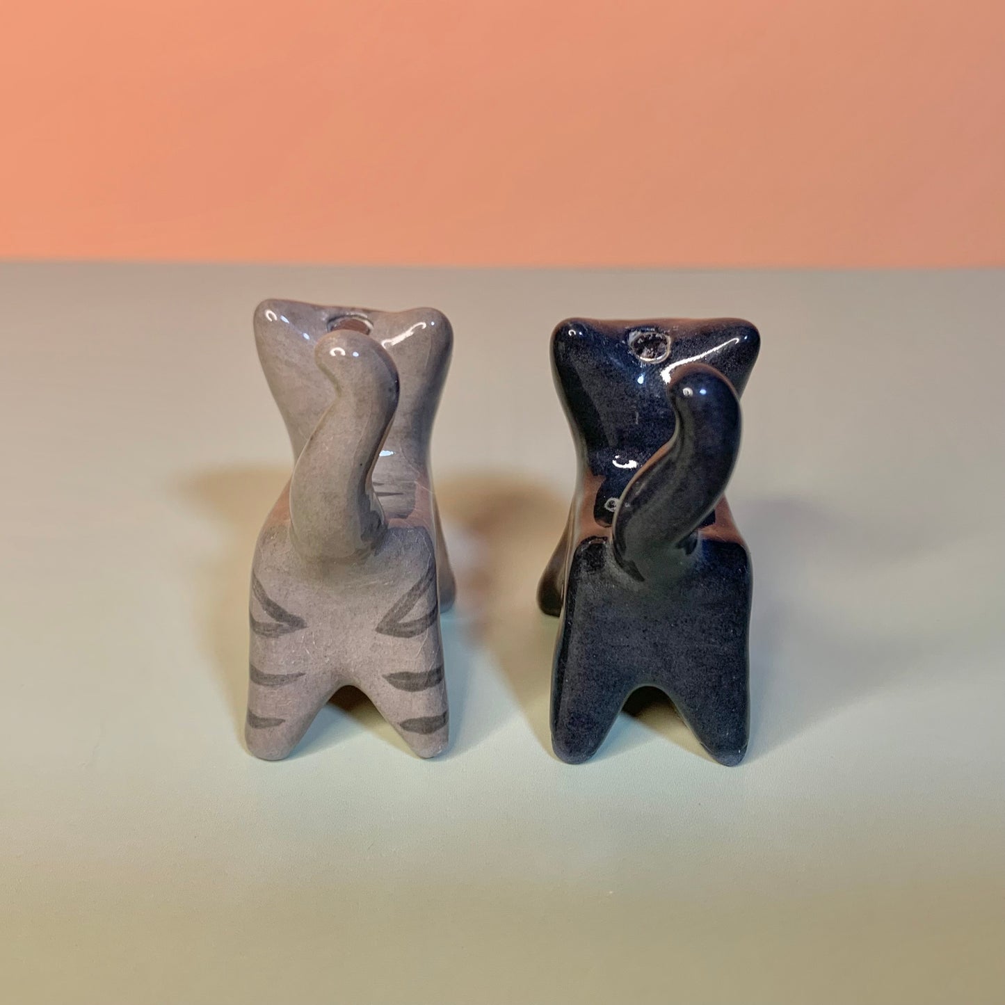 Breakfast Set Kitty Cat Ceramic Figurine with Magnetic Attachments