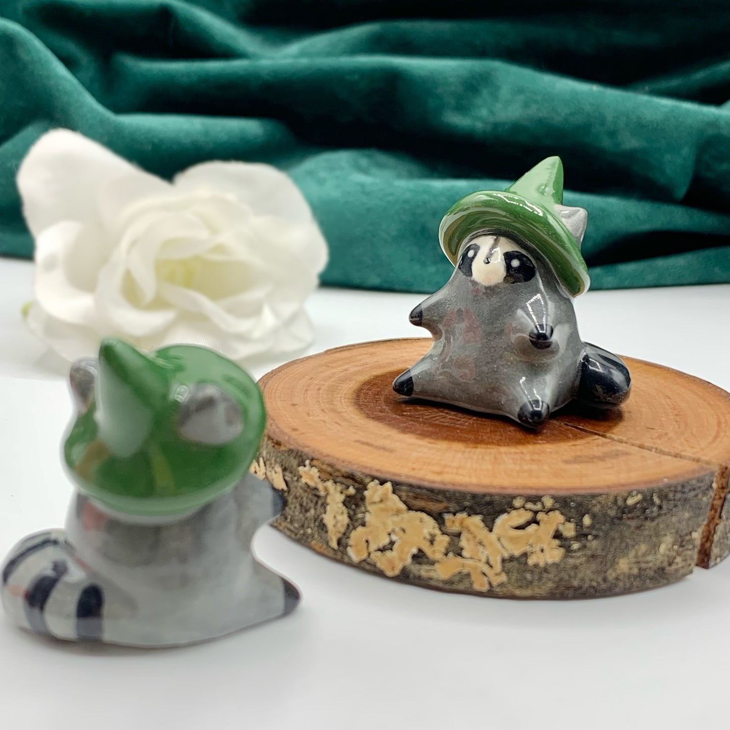 Magical Raccoon Ceramic Figurine