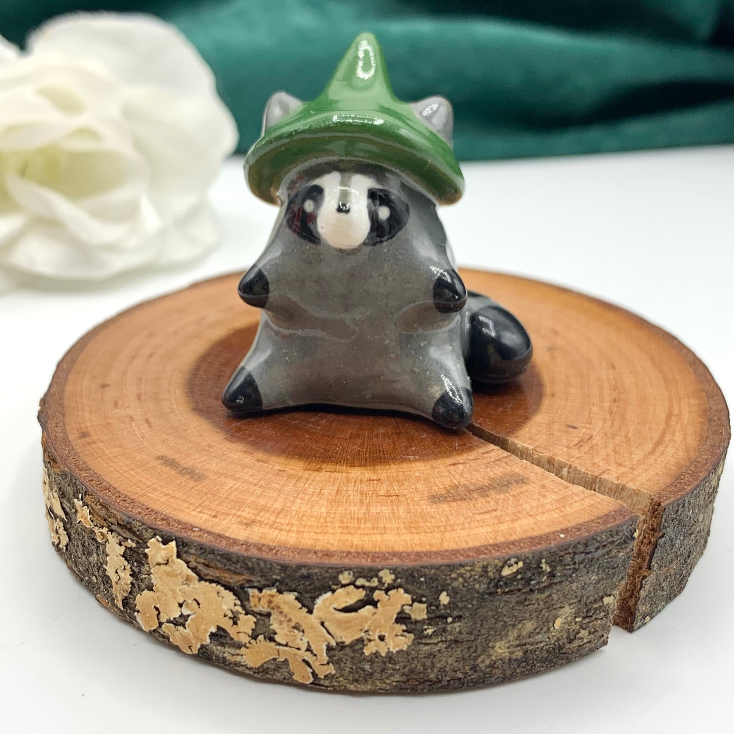 Magical Raccoon Ceramic Figurine