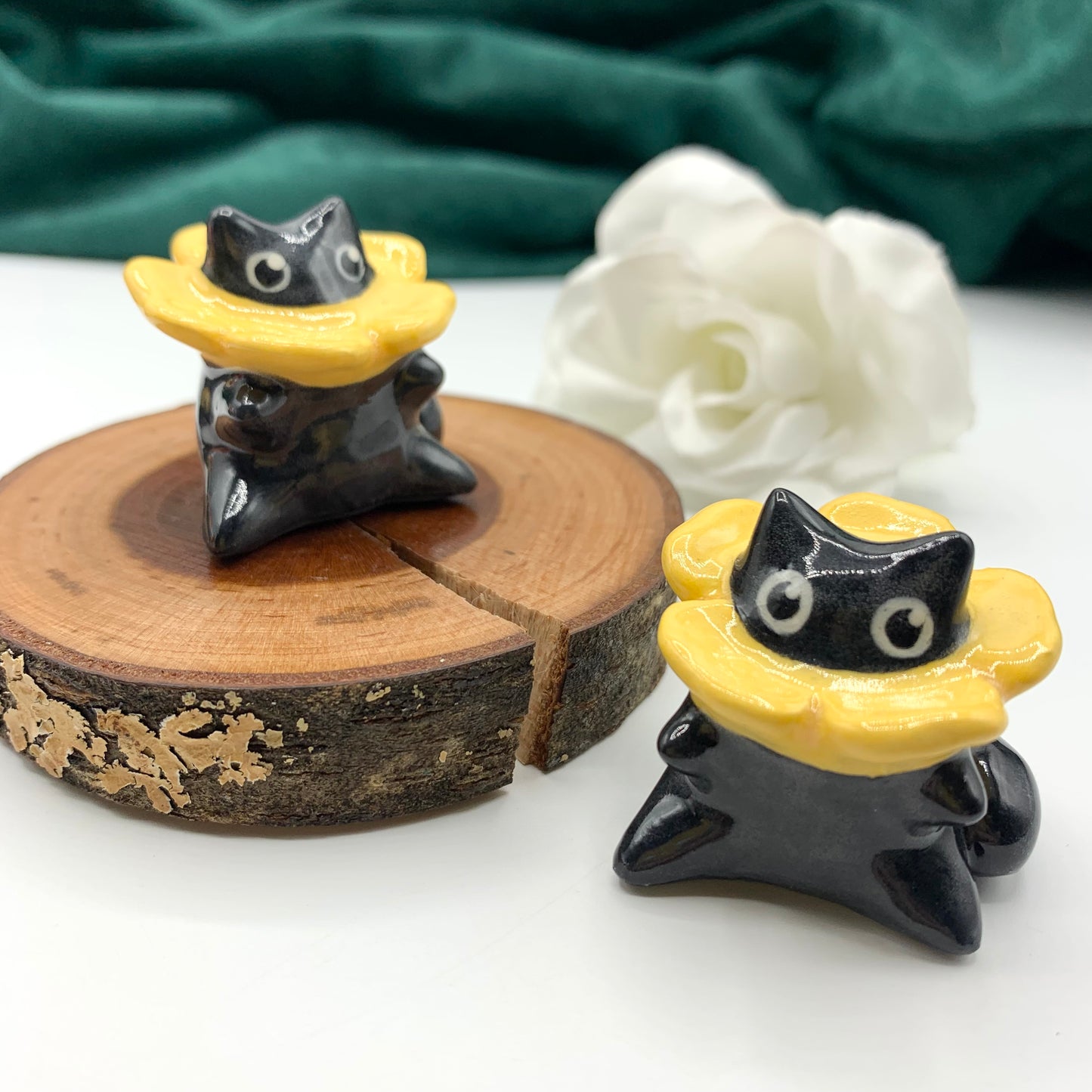 Kitty in a Flower Ceramic Figurine