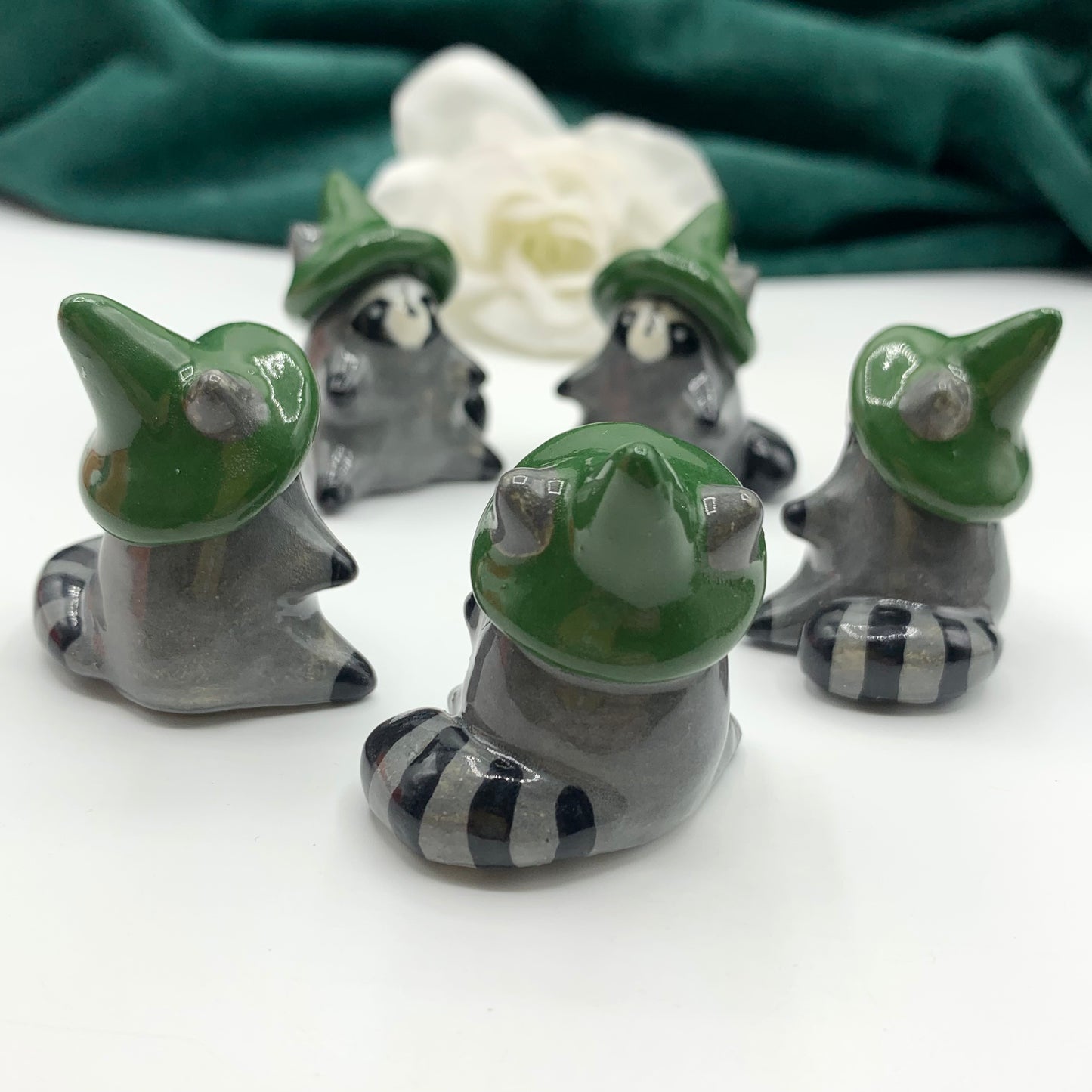 Magical Raccoon Ceramic Figurine