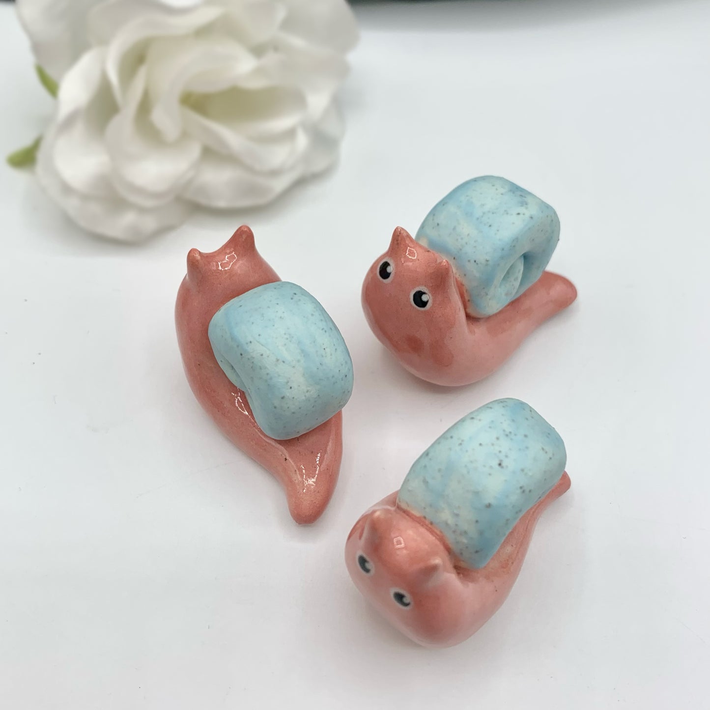 Pink Snail Ceramic Figurine