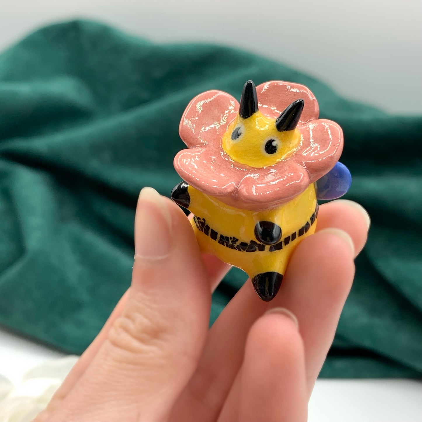 Bumblebee in a Flower Ceramic Figurine