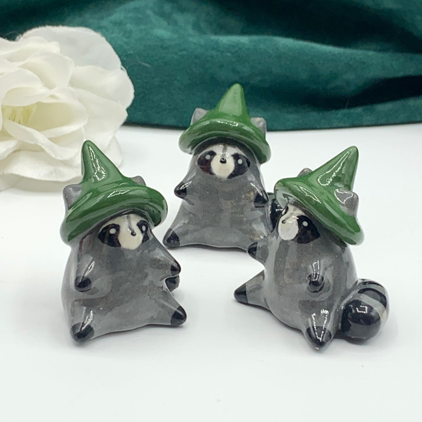 Magical Raccoon Ceramic Figurine