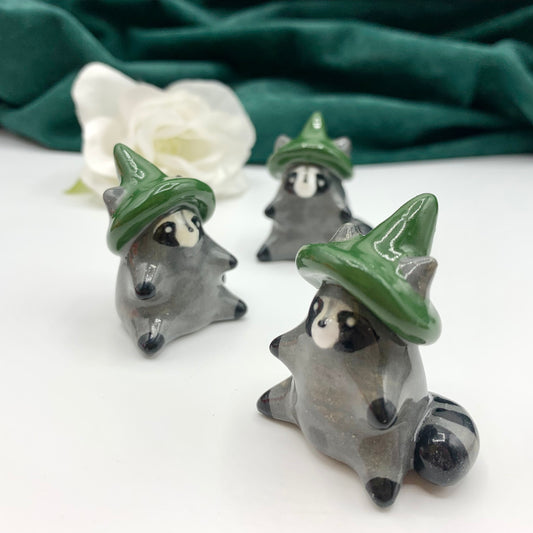 Magical Raccoon Ceramic Figurine