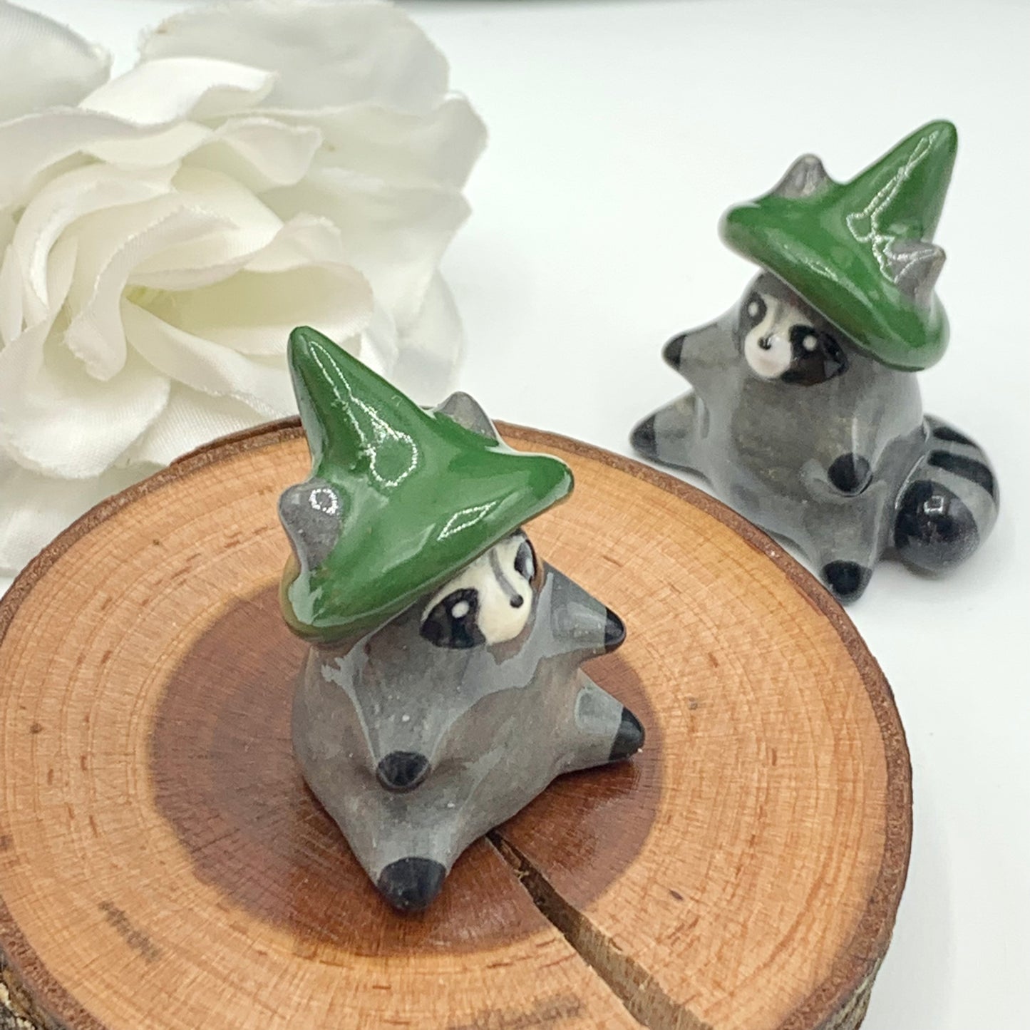 Magical Raccoon Ceramic Figurine