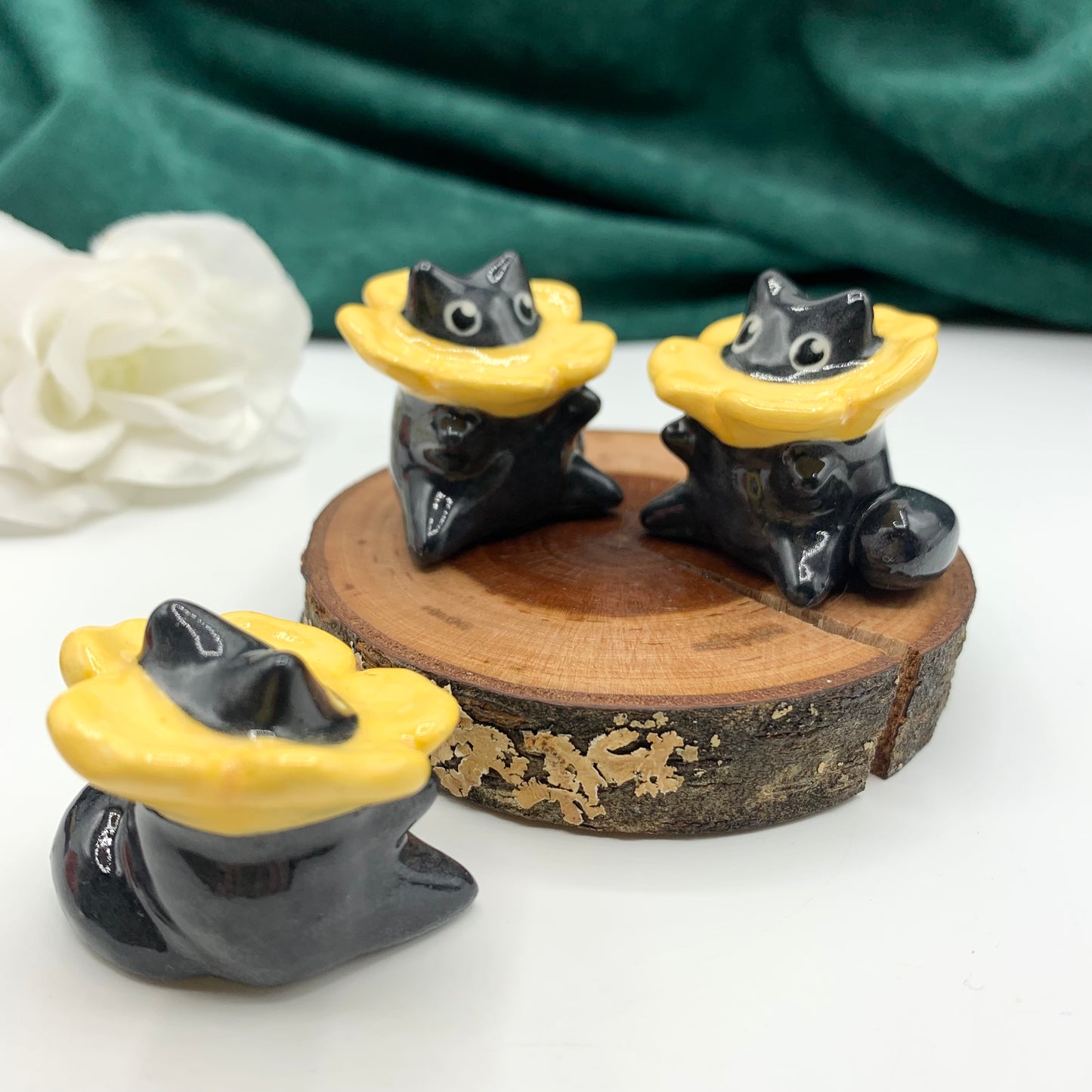 Kitty in a Flower Ceramic Figurine