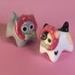 Mini Strawberry Kitty Cat Ceramic Figurine