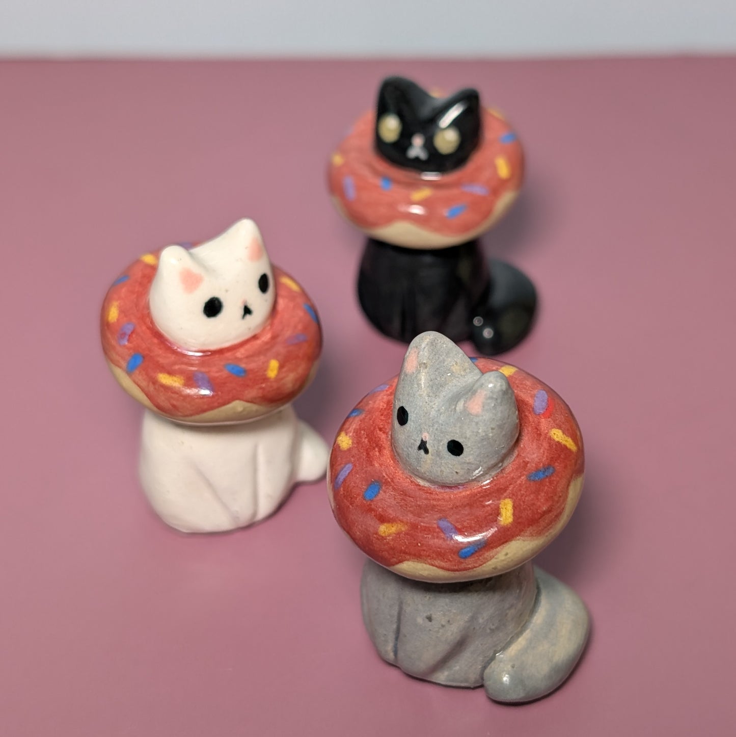 Donut Fiasco Kitty Cat Ceramic Figurine