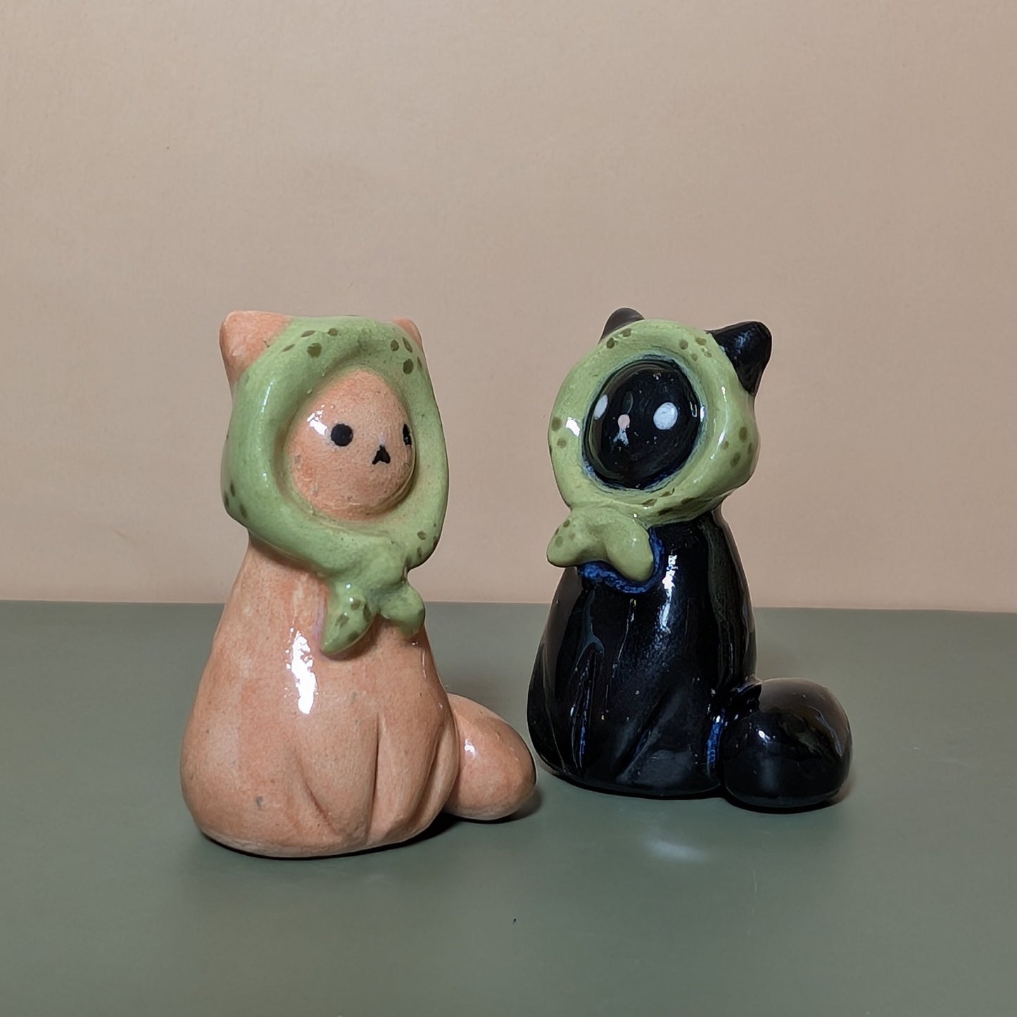 Babushka Cat Ceramic Figurine