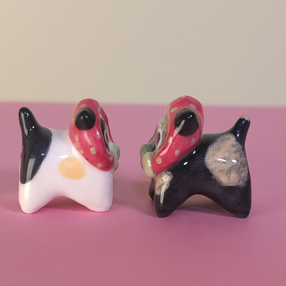 Mini Strawberry Kitty Cat Ceramic Figurine