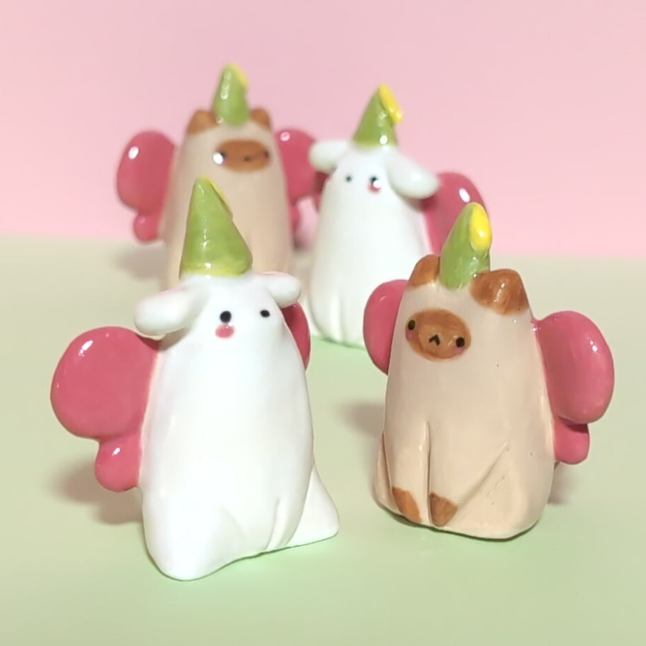 Mini Fairy Princess Puppy & Cat Ceramic Figurines