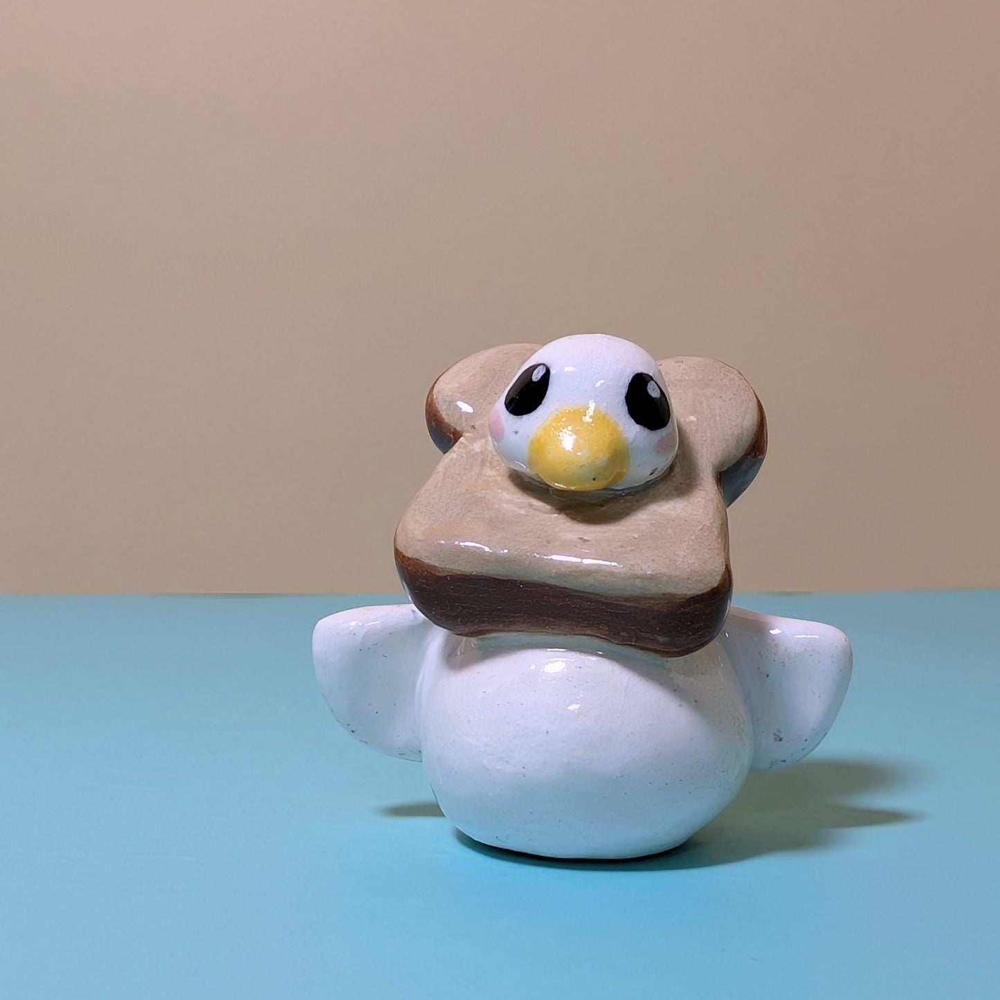 Goose with Bread Cutie Ceramic Figurine