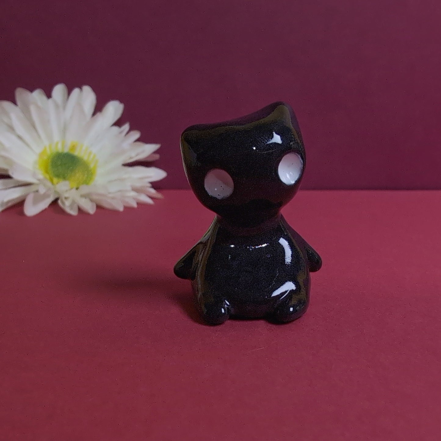 Slouching Black Void Cat Ceramic Figurine