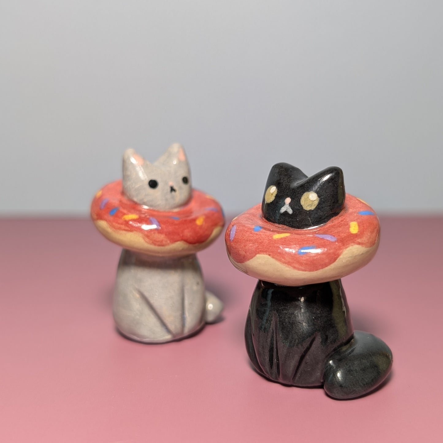 Donut Fiasco Kitty Cat Ceramic Figurine