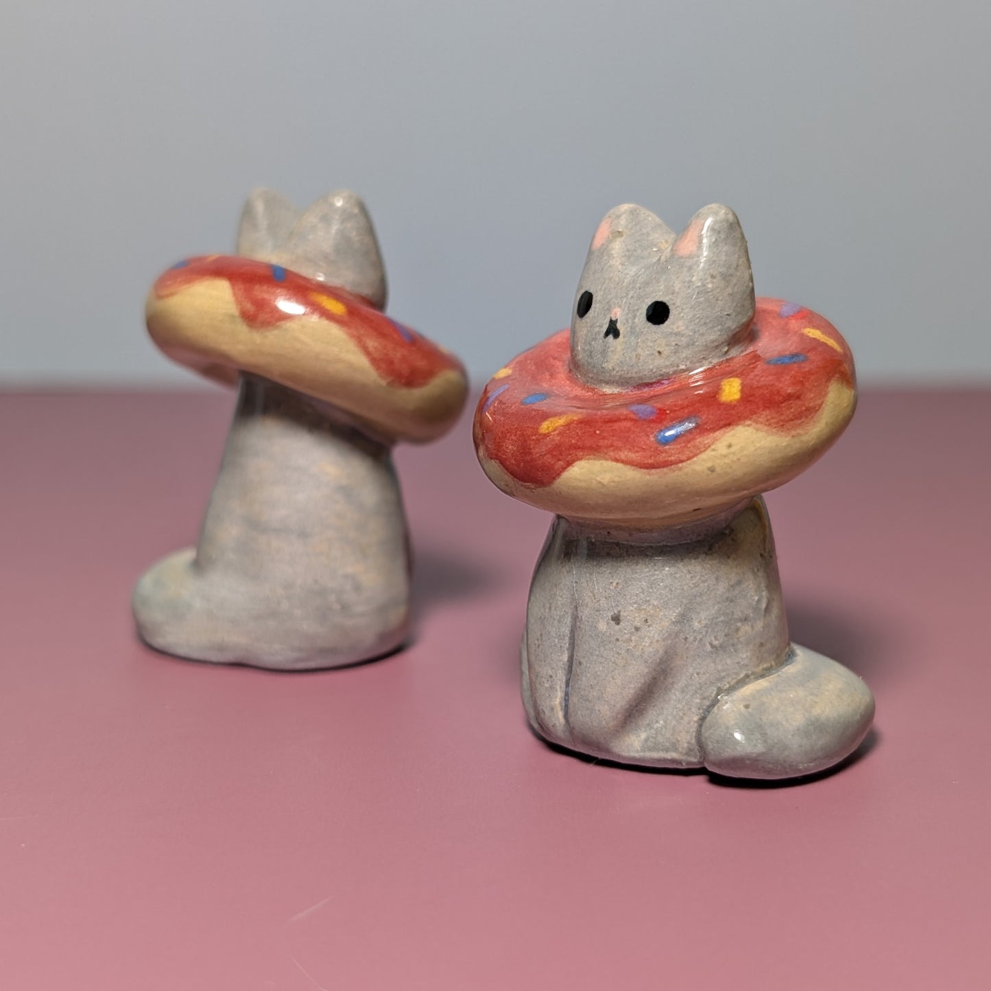 Donut Fiasco Kitty Cat Ceramic Figurine