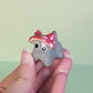 Mini Mushroom Kitty Cat Ceramic Figurine