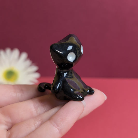 Slouching Black Void Cat Ceramic Figurine