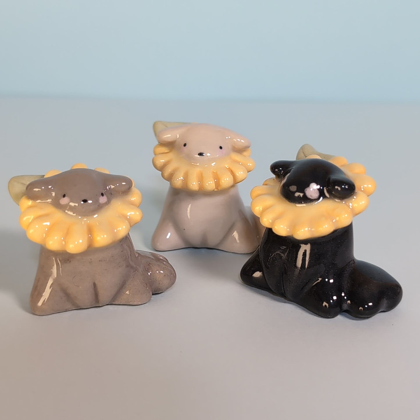 Mini Sunflower Puppy Dog Ceramic Figurine