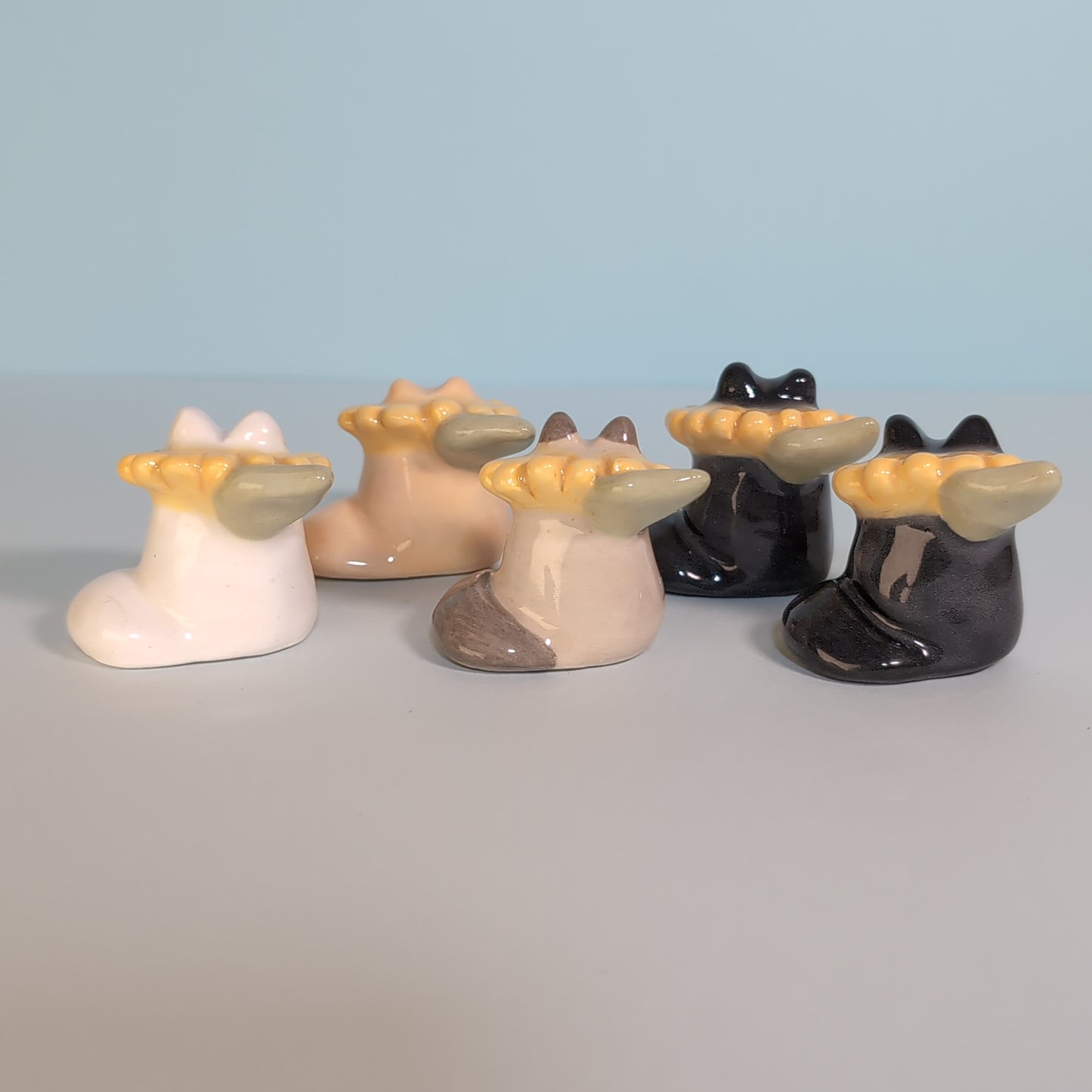 Mini Sunflower Kitty Cat Ceramic Figurine