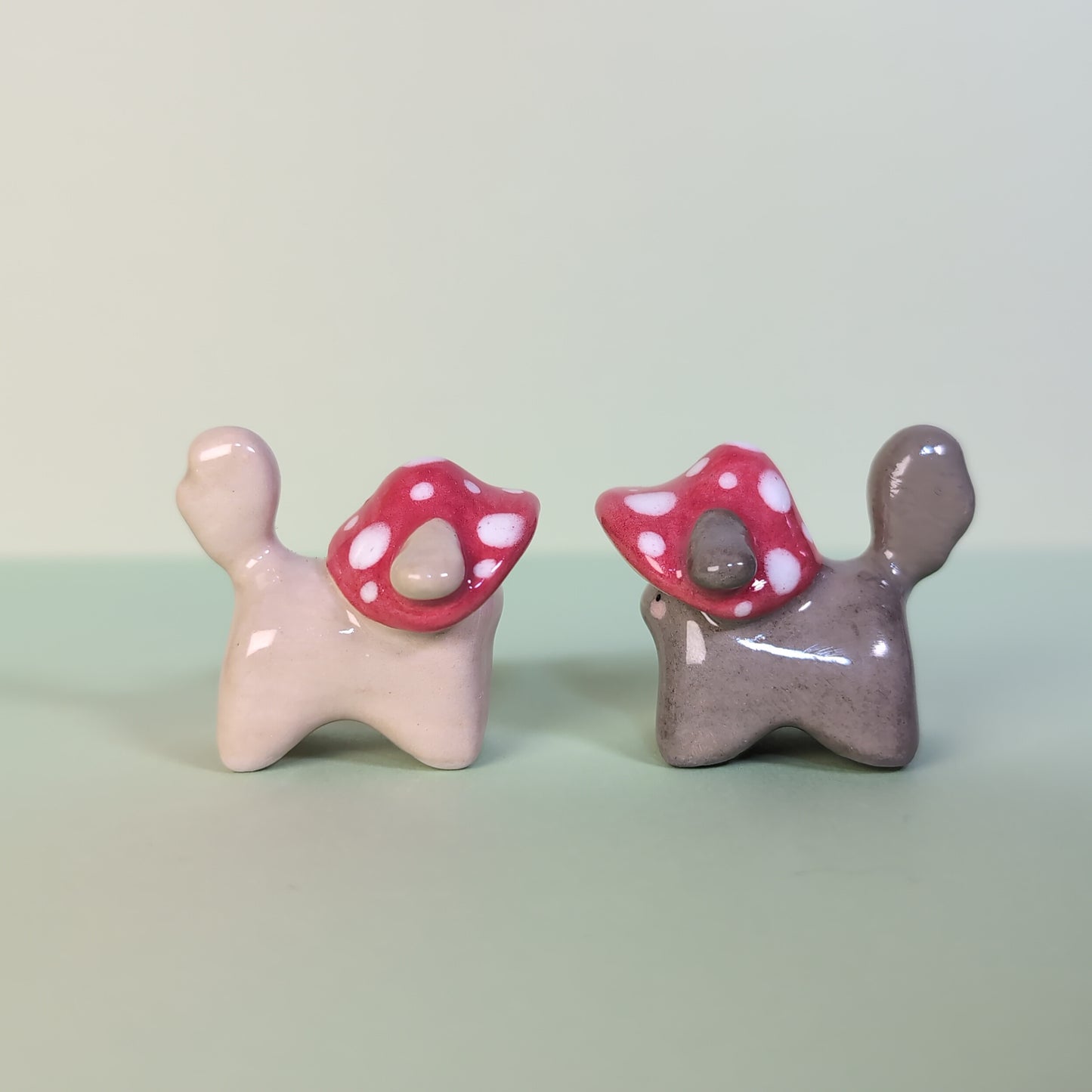 Mini Mushroom Puppy Dog Ceramic Figurine