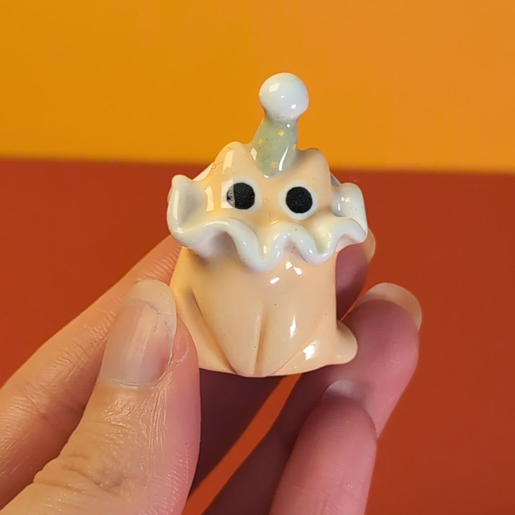 Mini Clown Kitty Cat Ceramic Figurine