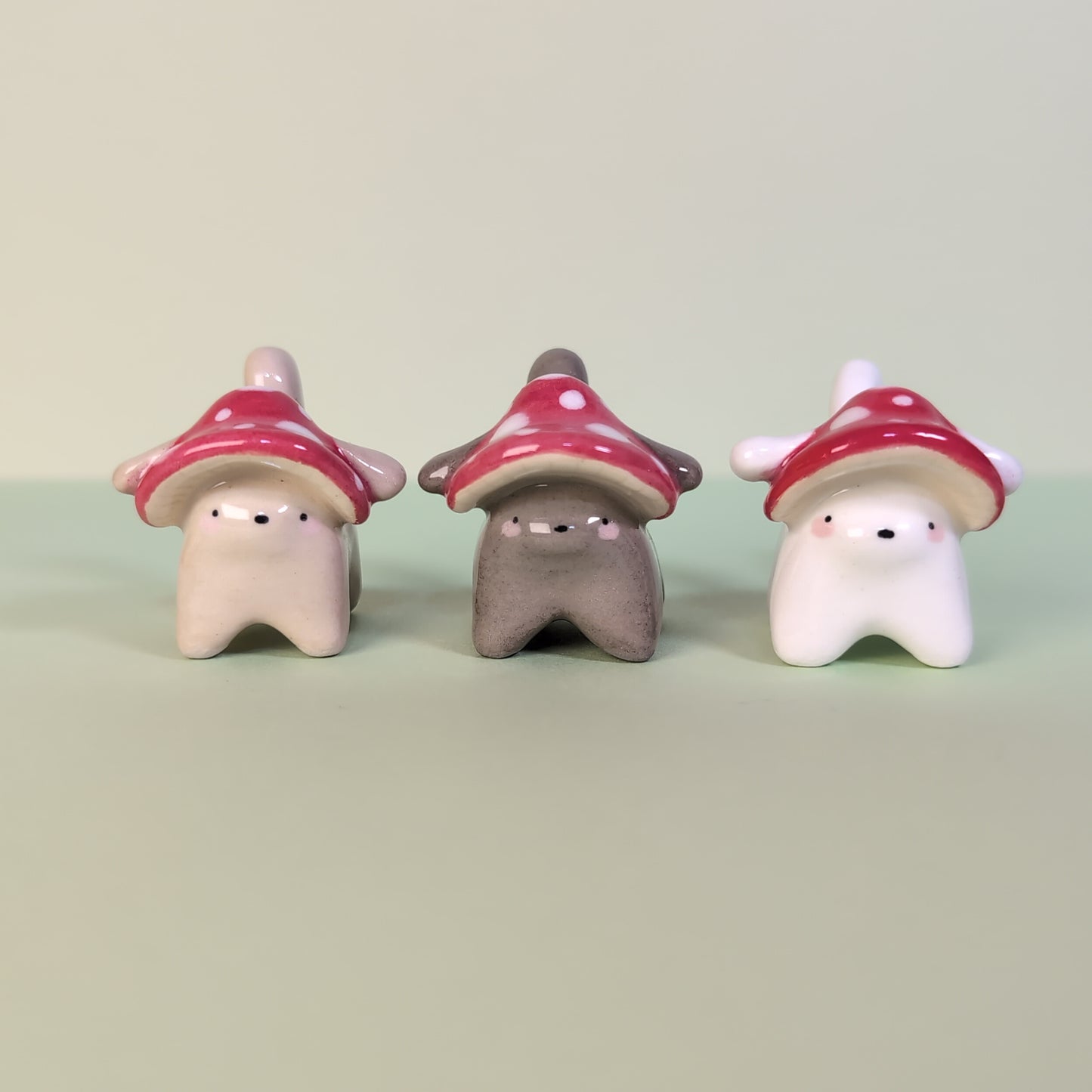 Mini Mushroom Puppy Dog Ceramic Figurine