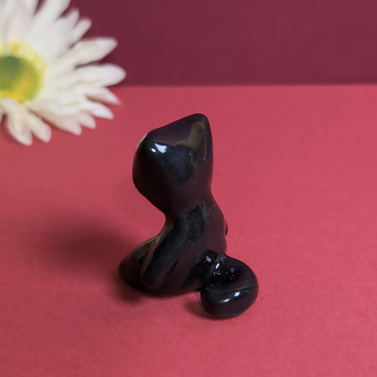 Slouching Black Void Cat Ceramic Figurine