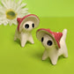 Mushroom Kitty Cat Ceramic Figurine