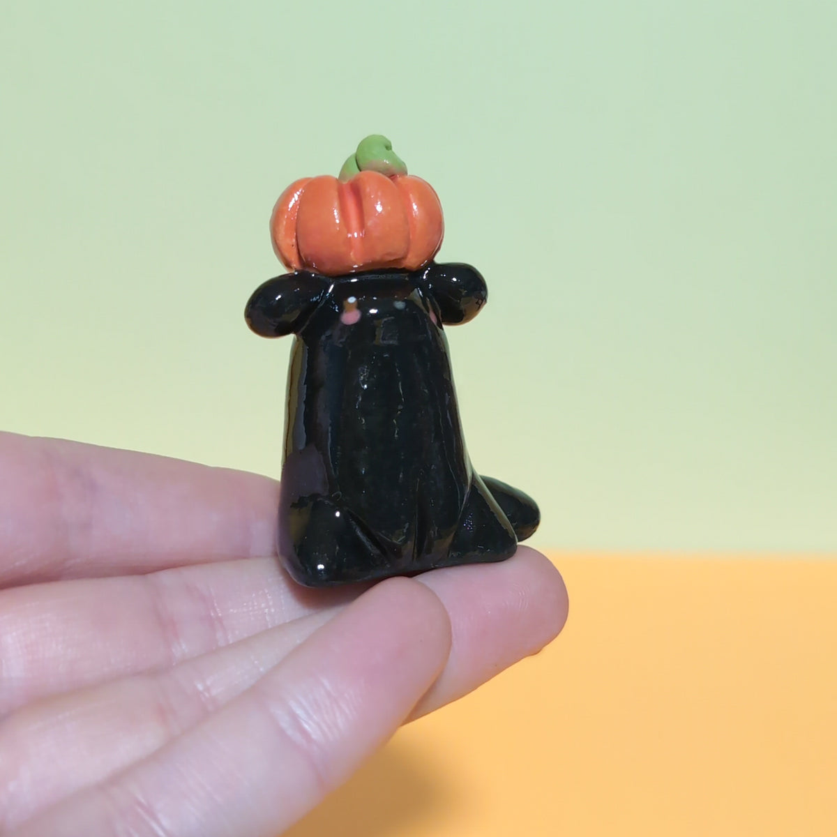 Mini Pumpkin Puppy & Cat Ceramic Figurines