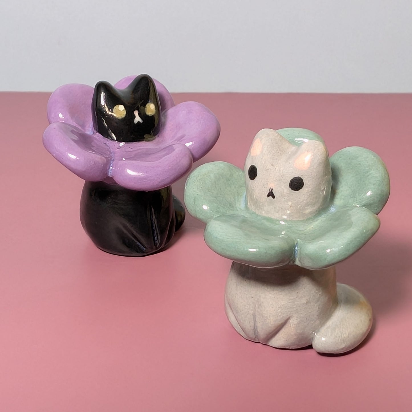 Flower Mishap Kitty Cat Ceramic Figurine