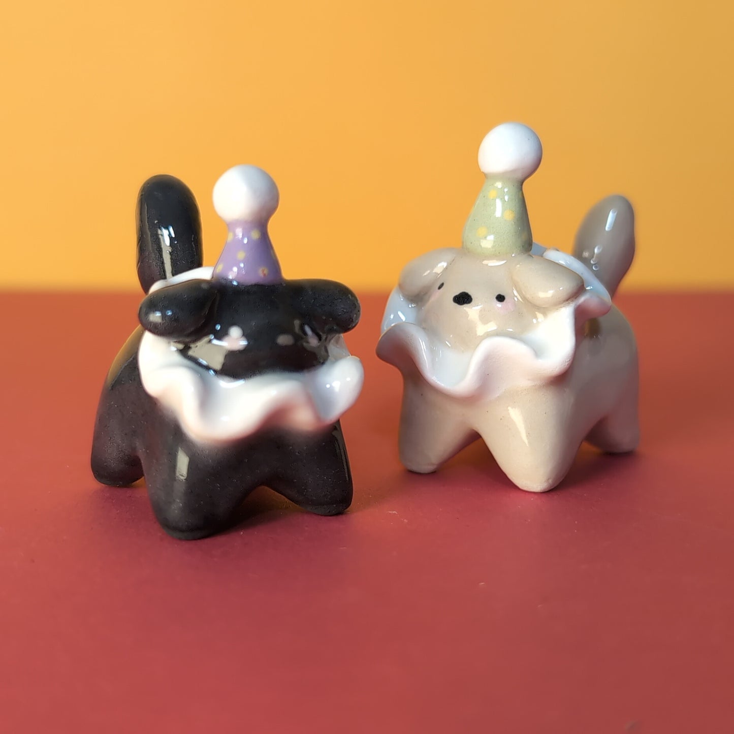 Mini Clown Puppy Dog Ceramic Figurine