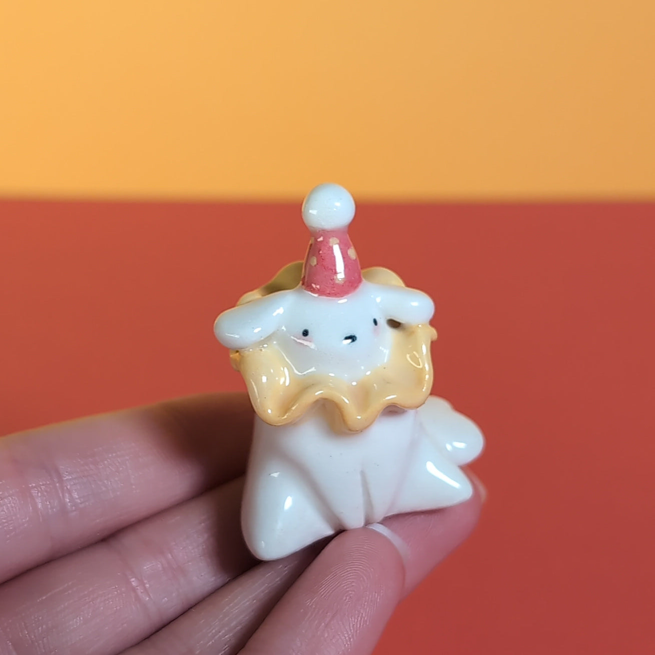 Mini Clown Puppy Dog Ceramic Figurine