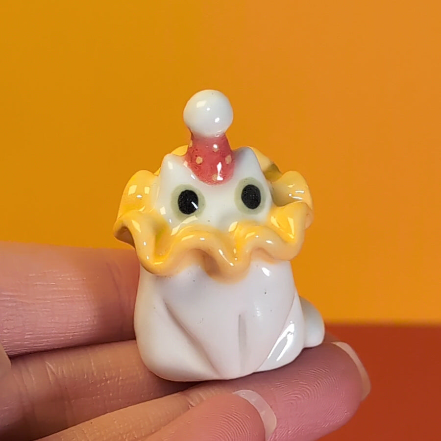 Mini Clown Kitty Cat Ceramic Figurine