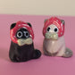 Mini Strawberry Kitty Cat Ceramic Figurine