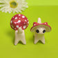 Mushroom Kitty Cat Ceramic Figurine