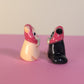 Mini Strawberry Kitty Cat Ceramic Figurine