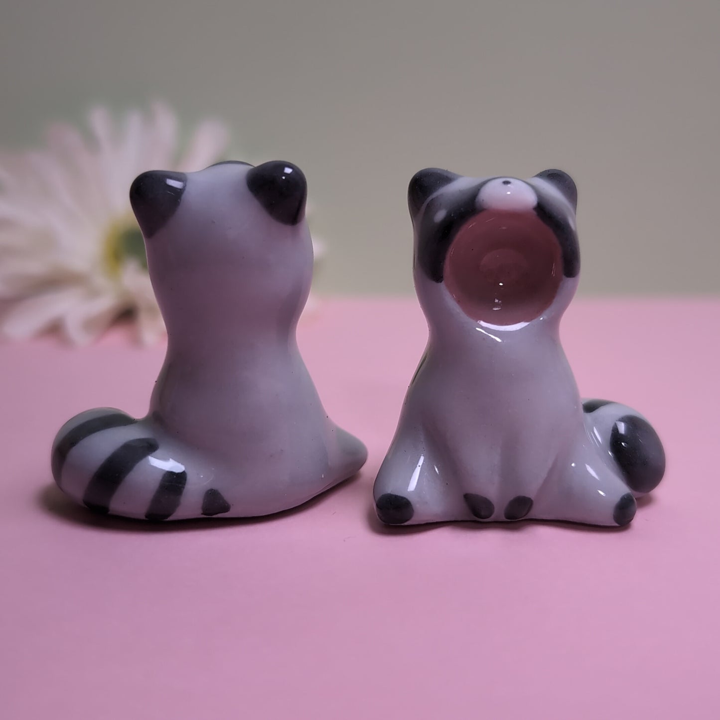 Screaming Raccoon Ceramic Figurine