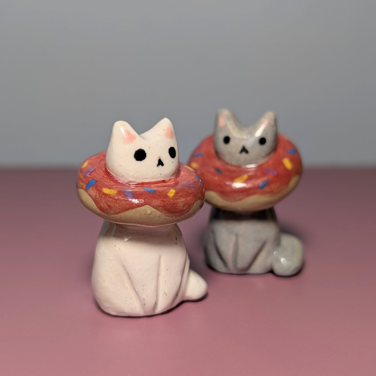 Donut Fiasco Kitty Cat Ceramic Figurine