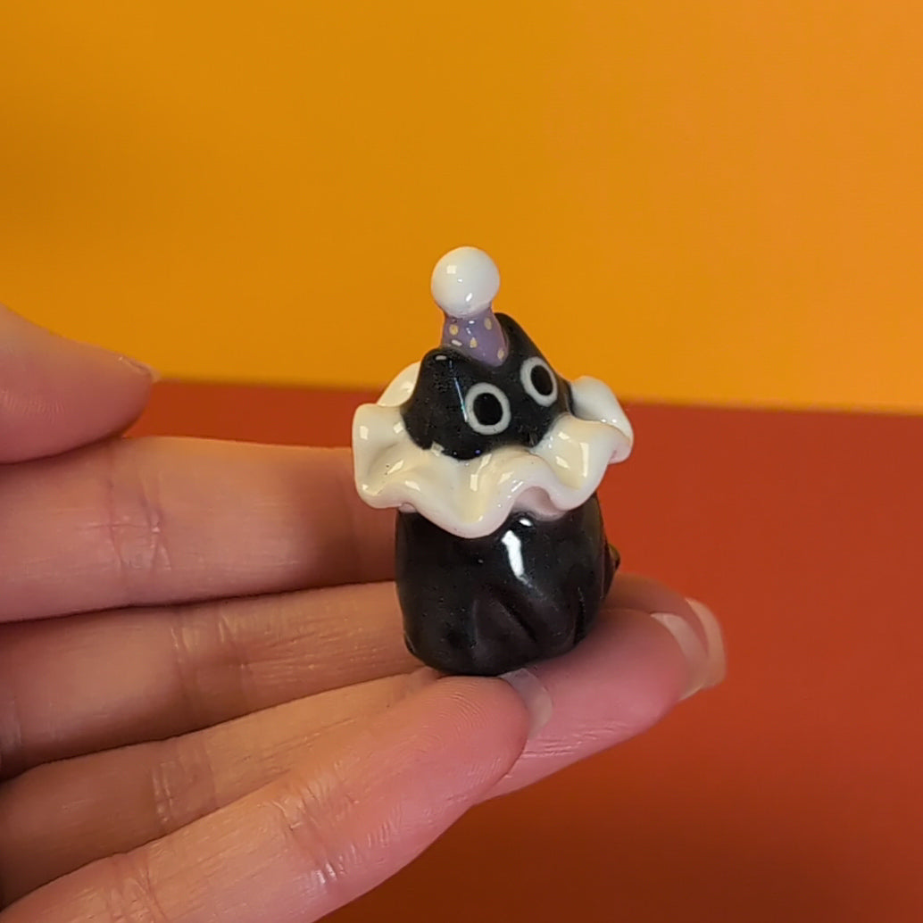 Mini Clown Kitty Cat Ceramic Figurine