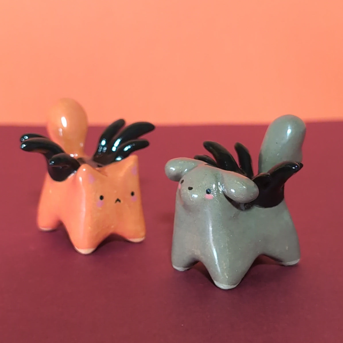 Mini Spider Puppy & Cat Ceramic Figurines