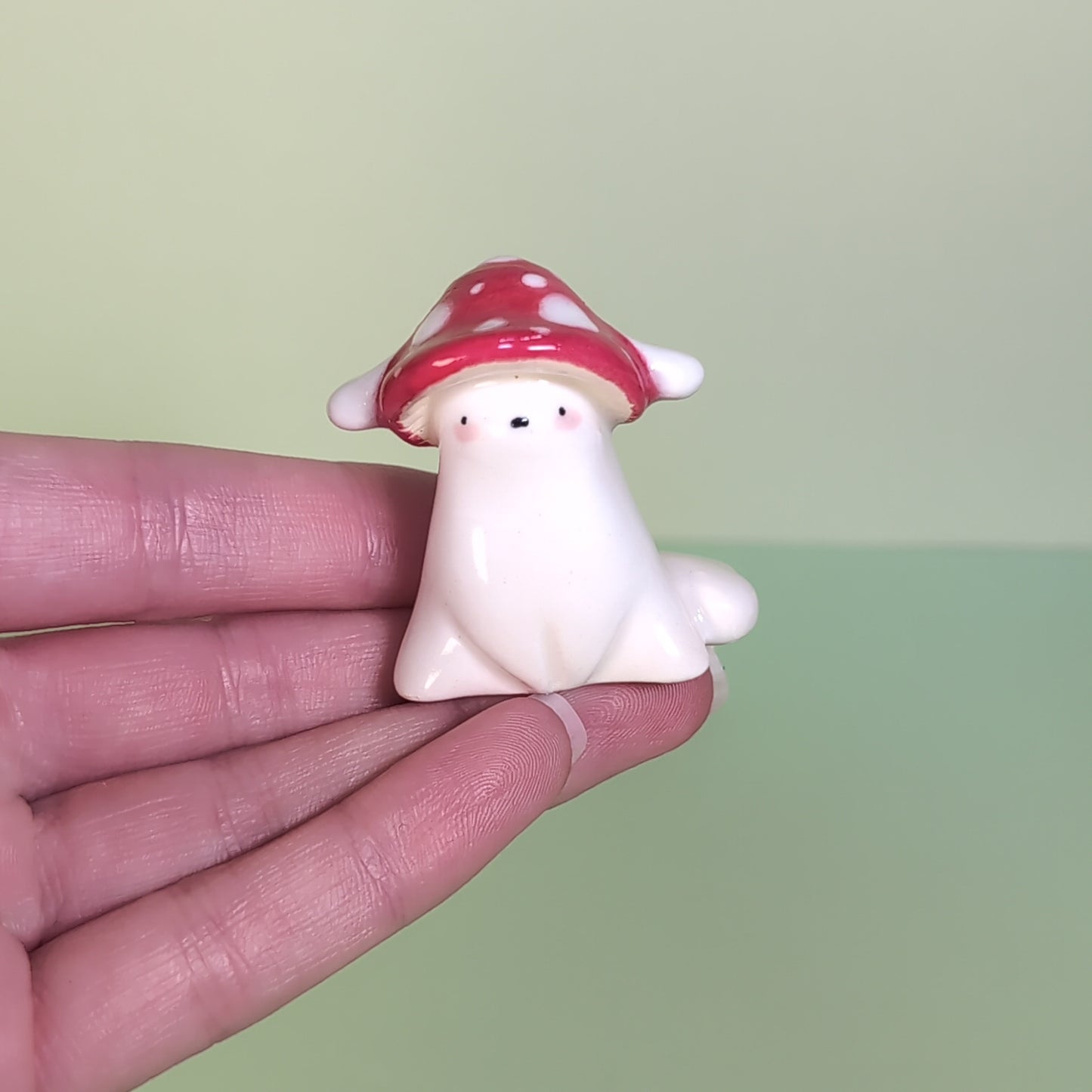 Mini Mushroom Puppy Dog Ceramic Figurine