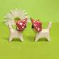 Mushroom Kitty Cat Ceramic Figurine