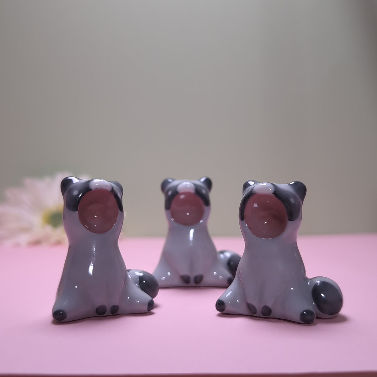 Screaming Raccoon Ceramic Figurine